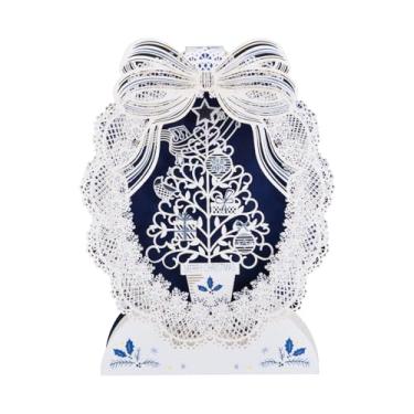 Imagem de FIAMR Cartões de felicitações pop-up 3D, cartão de felicitações de Natal esculpido em papel vazado, requintados e colecionáveis, guirlanda inovadora + estilo de árvore de Natal, adequado para enfeites