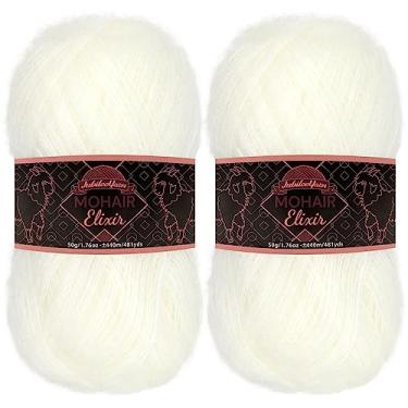 Imagem de JubileeYarn Fio de Elixir Mohair - Mistura de Lã para Bebês 50 g/novelo - Piña Colada - 2 novelos