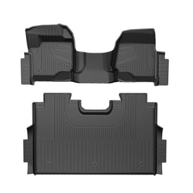 Imagem de Tapetes de chão adequados para Ford F250 F350 F450 2017-2025 2026 Super Duty Crew Cab Banco dianteiro | Traseiro sem assento dobrável sob o assento, tapete de armazenamento plano, super resistente