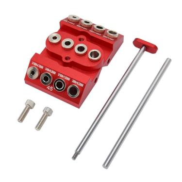 Imagem de QANYEGN Gabarito de guia de broca de ângulo de 30 45 graus de 90 graus, gabarito de perfuração de furo reto de liga de alumínio, ferramenta de guia de broca portátil para corrimão