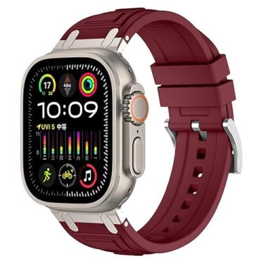 Imagem de VEVEL Pulseira de borracha para Apple Watch Ultra 2 de 49 mm, 45 mm, 44 mm, série 10, 9, 8, 7, 6, 5, 4, 3, 2 e 1 SE, com conector de metal S10 de 46 mm e 42 mm, S10 42mm, Ágata