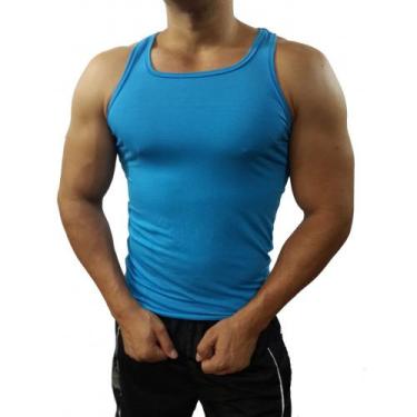 Imagem de Regata Masculina Básica Lisa Tank01 Sjons - Sjons Modas, Azul, Aço, p