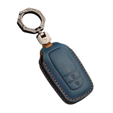 Imagem de Capa de couro para chave de carro compatível com Toyota Land Cruiser 200 300 Prado Crown TLK Yaris Cross Hilux Innova Fortuner Camry 55(2 Btn Blue)