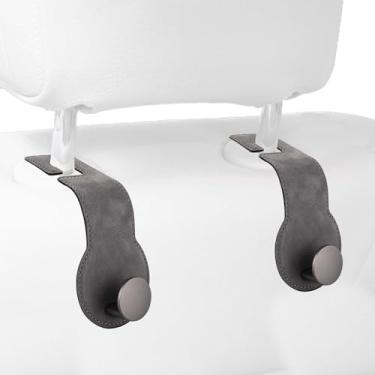 Imagem de 2 ganchos de encosto de cabeça para assento de carro, gancho redondo para bolsa de carro, ajuste universal, cabide de armazenamento de assento de carro, elegante, gancho de bolsa, suporte de bolsa