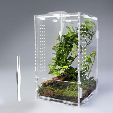 Imagem de Veectgoo Gabinete de aranha saltadora de acrílico: cerco de tarântula com fechadura de porta para caracol louva-a-deus orando lagartixa - abertura frontal réptil arbóreo terrário habitat de insetos de