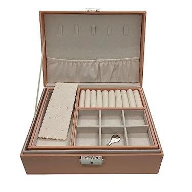 Imagem de Porta Joias Sofisticado Tipo Maleta Com Divisórias E Tranca (Rosa)