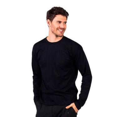 Imagem de Camiseta Manga Comprida Basic Lisa - Polo Match, GG, Preto