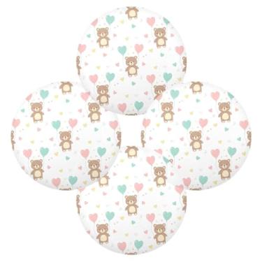 Imagem de Wassud Jogo americano conjunto de 4 tapetes redondos de urso para cozinha e jantar tapetes laváveis resistentes ao calor para decoração de mesa 39 cm