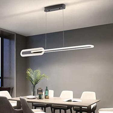 Imagem de Luminária pendente LED moderna para mesa de jantar, com intensidade regulável e controle remoto. Design de lustre com altura ajustável, ideal para sala de estar, cozinha e escritório (preta,