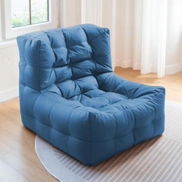Imagem de Cadeiras de pufe para adultos, (sem enchimento), poltronas grandes para espreguiçadeiras, à prova d'água, sofá preguiçoso para sala de estar, quarto ou varanda (azul)