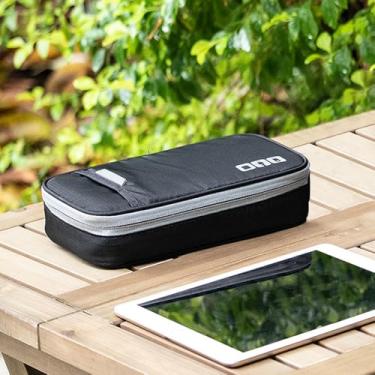 Imagem de Organizador eletrônico, bolsa organizadora de cabos de viagem, tecido preto resistente à água com zíper e alça para arquivos, dinheiro, fones de ouvido, viagem, viagem, uso diário, tamanho grande