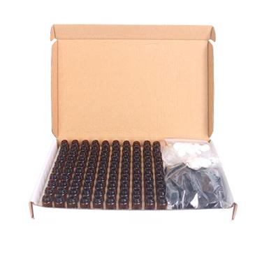 Imagem de 100 unidades de Frascos Vidro Âmbar 2ml para Óleos Essenciais Vazios Recarregáveis Amostra com Tampa Preta Óleo Perfume Essencial Reutilizável Leve Proteção Ambientalmente Amigável