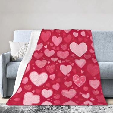 Imagem de Cobertor grande ultra macio com estampa de Dia dos Namorados, perfeito para cama, sofá e viagens, manta de flanela aconchegante e quente