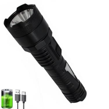 Imagem de Lanterna LED Tática Recarregável – 4 Modos de Iluminação, Super Potente, Alta Autonomia, Ideal para Uso Camping, Pesca, Emergências e Segurança
