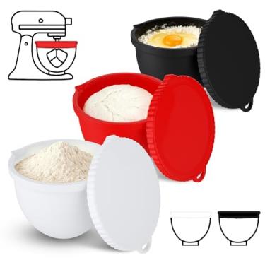 Imagem de Amestar Pacote com 3 forros de silicone para mixer KitchenAid, acessórios de batedeira de 5 litros, forros de silicone Mixaid para KitchenAid, resistentes ao calor, podem ser lavados na lava-louças