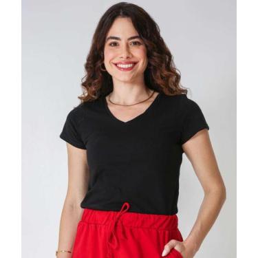 Imagem de Blusa Feminina Básica Manga Curta Marisa-66136, PP, Preto