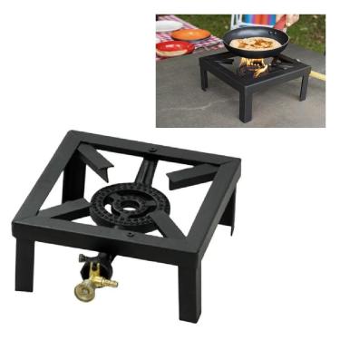 Imagem de Fogao Semi Industrial Portatil Fogareiro Com Queimador A Gás Glp Ferro Fundido Alta Pressao 1 Boca Camping Lanchonete Fo