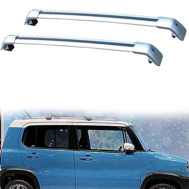 Imagem de Tsinesla Barras de tejadilho de carro barras transversais para Suzuki Hustler 2014-2019 trilhos de teto superiores de liga de alumínio com lacuna para o teto do carro, 2 peças