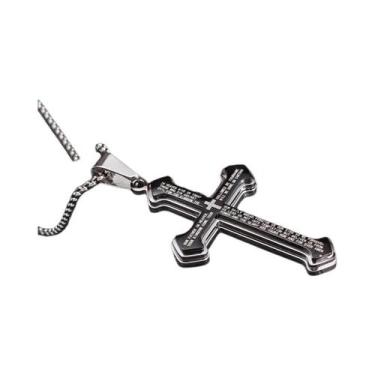 Imagem de Pingente De Crucifixo Dourado Para Homens, Colar Religioso Estilo Miam