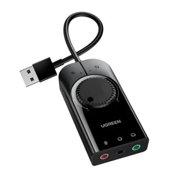 Imagem de Adaptador Áudio Externo Ugreen, 3 Em 1 Interf. Usb 2.0 - 15cm