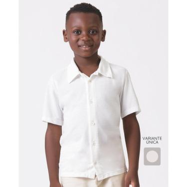 Imagem de Camisa menino nfantil verão botão leve fresquinha elegante - OffWhite - Menino 4 a 14 anos-Masculino