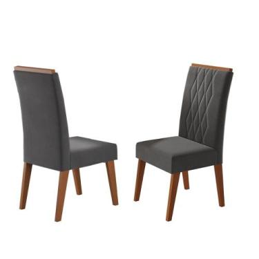 Imagem de Conjunto 2 Cadeiras Cristal Viero, Natural Veludo Cinza