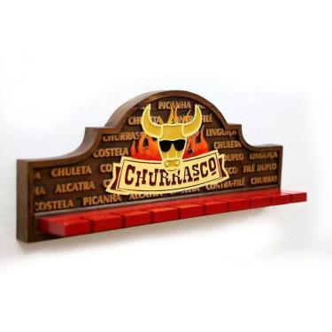 Imagem de Placa Decorativa Porta-Espetos - Churrasco Cerveja E Decora