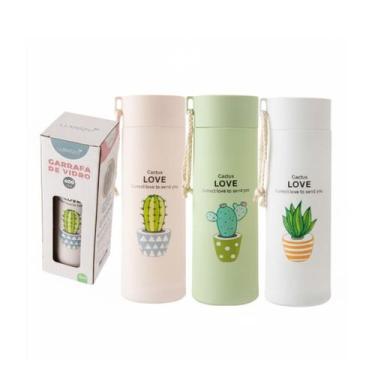 Imagem de Garrafa 400ml vidro e plastico pp 19cm x 5,8cm x 5,8cm - FLASHGOODS