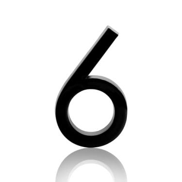 Imagem de NumRealm Números de casa, número de caixa de correio 3D à prova d'água, endereço de porta autoadesivo, jardim, apartamento, hotel, sinalização, preto (6)