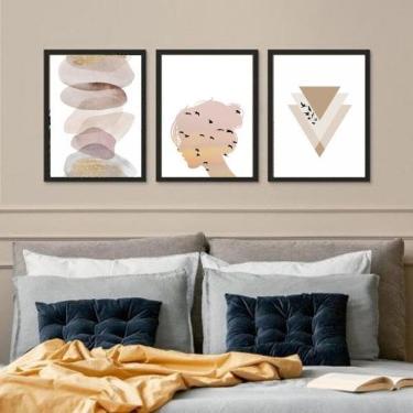 Imagem de Kit 3 Quadros Clarinhos Suave Quarto 45X34Cm - Com Vidro