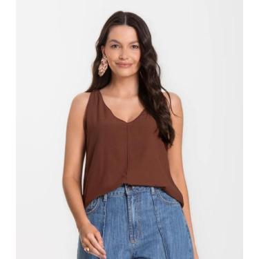 Imagem de Regata Feminina Em Tecido Infinita Cor Marrom, P, Marrom