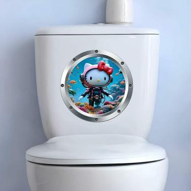 Imagem de Adesivo De Vaso Sanitário Escotilha Hello Kitty