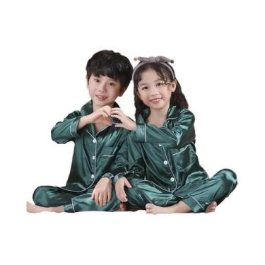 Imagem de Camisola De Cetim De Manga Longa Para Meninas, Roupa De Dormir Infanti