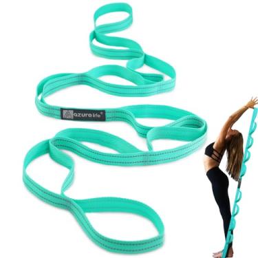 Imagem de Uma alça elástica premium não elástica da AZURELIFE (2,5 cm L x 213 cm C), 10 alças para ioga para alongamento, faixa elástica perfeita para exercícios de múltiplas voltas para reabilitação, flexibilidade, tendões e fisioterapia