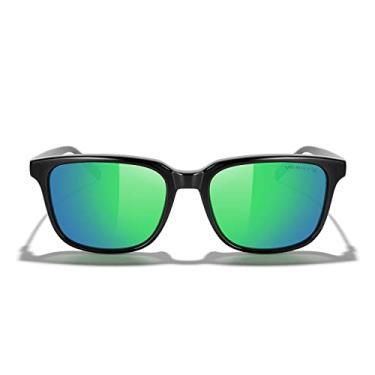 Imagem de MERRY'S Óculos de sol unissex retangulares polarizados vintage para homens/mulheres, pernas de alumínio, Armação preta/lente espelhada verde/hastes pretas, Lens Width: 55 Millimeters