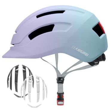 Imagem de SLANIGIRO Capacete de bicicleta adulto para homens e mulheres - Capacete de bicicleta urbana com almofadas de substituição - Sistema de ajuste ajustável e luz traseira