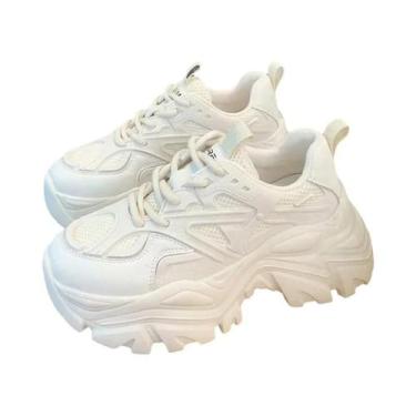 Imagem de Tênis Chunky De Plataforma Em Couro Preto Para Mulheres, Moda Casual D