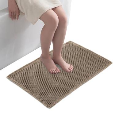 Imagem de Tapete de banho antiderrapante, tapete de banheira absorvente antiderrapante – tapete lavável à máquina de waffle de secagem rápida, super absorvente para decoração de casa, hotel, apartamento