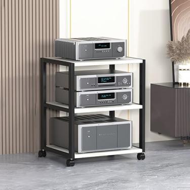 Imagem de Rack de armazenamento de mídia - Centro de entretenimento de canto para TV, caixa de cabo e projetor - ideal para sala de estar, jogos e espaços de gravação