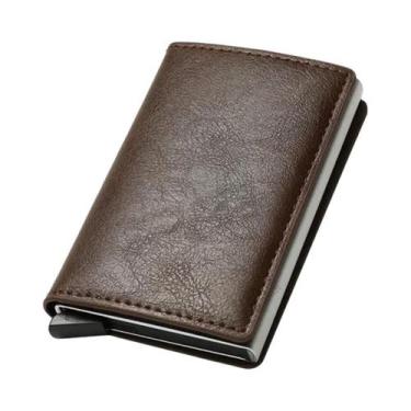 Imagem de Carteira Vintage De Couro Marrom RFID Para Homens, Mini Bolsa, Porta C