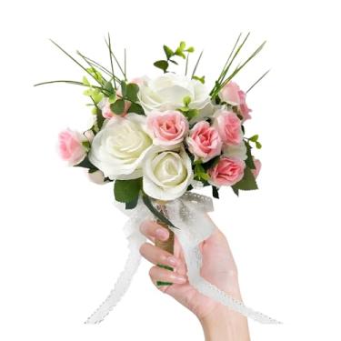 Imagem de Buquês de noiva para casamento, buquê de flores artificiais para dama de honra | Centros de mesa decorativos para madrinha de casamento, cerimônia de recepção de igreja, sessões de fotos, dos
