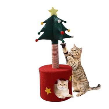 Imagem de Árvore de Natal para gatos, postes de arranhar de Natal para ambientes internos – Poste macio para arranhar na cama para gatinhos, decoração de animais de estimação, para Halloween, aniversário