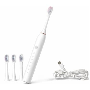Imagem de Escova de dentes Elétrica Recarregável para adultos e crianças, 6 modos opcionais, IPX7, USB, escova de dentes ultrassônica elétrica com temporizador embutido de 2 minutos