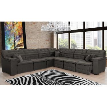 Imagem de Sofá Magno 3.77x3.77m De Canto, Retrátil E Reclinável - Marrom