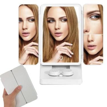Imagem de Espelho Maquiagem Limpa Lente Contato Luz Led Aumento Zoom Skin Care P