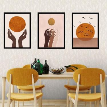 Imagem de Kit 3 Quadros Orgânicos Boho - Sol 33X24Cm