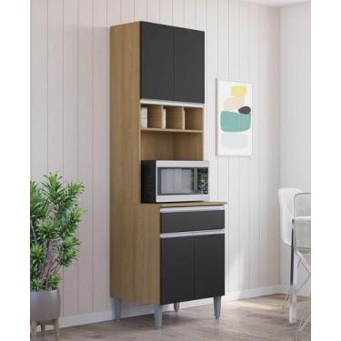 Imagem de Armário Paneleiro Duplo Andréia 4 Portas Amêndoa Preto - AJL