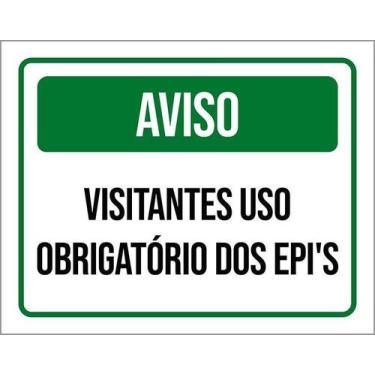 Imagem de Kit 5 Placa Acm Aviso Visitantes Obrigatório Epis 18X23 - Sinalizo