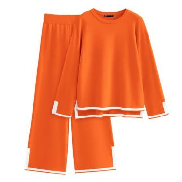 Imagem de Conjunto de Moletom PRETTYGARDEN Feminino de Tricô Laranja G