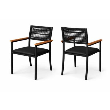 Imagem de Kit 2 cadeiras externa náutica com braço Trama pto Solare